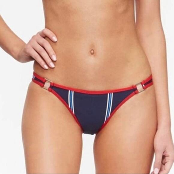 NWT Tavik Kendra Swim Bikini Bottom Navy Blue White Stripe Size Large - Picture 1 of 8